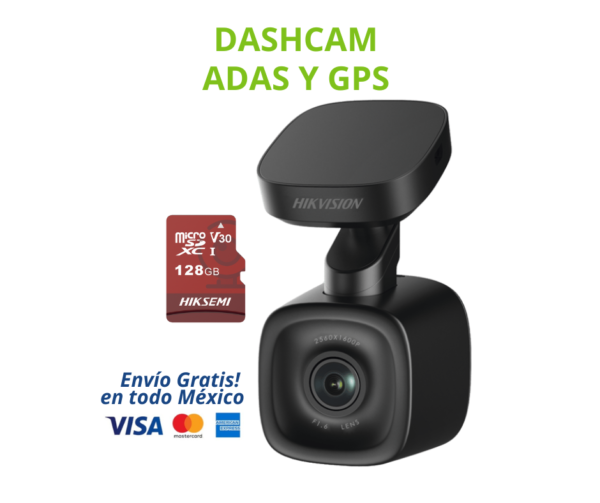 KIT CÁMARA MÓVIL DASH CAM HIKVISION F6 CON ADAS, GPS, G-SENSOR Y MICRO SD 128GB | Protege cada trayecto con una cámara móvil avanzada diseñada para seguridad vehicular inteligente. Es ideal para conductores particulares, flotillas, transporte privado y uso profesional.
