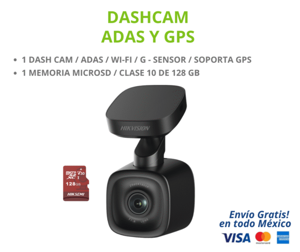 Copia de KIT DASHCAM HIKVISION KIT DE CÁMARA MÓVIL (DASH CAM) / ADAS / G - SENSOR / SOPORTA GPS + 1 MEMORIA MICRO SD 128GB