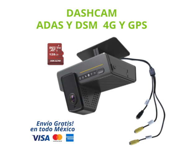 KIT DASHCAM INTELIGENTE MULTIPLATAFORMA CON ADAS Y DSM | 4G, GPS + MICRO SD 128GB | Solución avanzada de videovigilancia vehicular y seguridad inteligente, ideal para autos particulares, transporte privado y flotas empresariales.  Integra tecnología ADAS (Advanced Driver Assistance Systems) y DSM (Driver Status Monitoring) para mejorar la conducción, reducir riesgos y registrar evidencia en tiempo real.  Incluye conectividad 4G y GPS, permitiendo monitoreo remoto, rastreo en tiempo real y gestión desde plataforma web o app móvil.