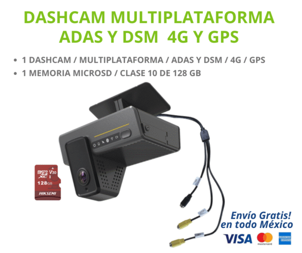 KIT DASHCAM STREAMAX KIT DE DASHCAM / MULTIPLATAFORMA / ADAS Y DSM INTEGRADO / SOPORTA 4G Y GPS + 1 MEMORIA MICRO SD 128GB.