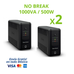 KIT DE 2 NO BREAK UPS CYBERPOWER UT1000GU 1000VA / 500W TIPO TORRE | Protección eléctrica confiable para equipos esenciales como computadoras, routers, módems, cámaras de seguridad, DVR/NVR y equipos de oficina. Cada unidad proporciona 1000VA / 500W de potencia, ideal para mantener tus dispositivos encendidos y protegidos ante apagones, picos y variaciones de voltaje.  Su diseño tipo torre, compacto y silencioso, lo convierte en una solución práctica para hogares, oficinas y pequeños negocios.