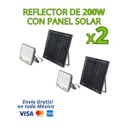 KIT DE 2 REFLECTORES LED SOLARES 200W CON BATERÍA 3.2V IP65, JLRE-SOL | Solución ideal para iluminación exterior potente, eficiente y sin consumo eléctrico. Cada reflector integra panel solar de alta eficiencia, batería recargable de 3.2 V CD y luz blanca fría 6500K, ofreciendo iluminación confiable durante toda la noche. Diseñados para exteriores, cuentan con protección IP65, lo que los hace resistentes al polvo, lluvia y condiciones climáticas adversas.