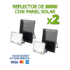 KIT DE 2 REFLECTORES LED SOLARES 300W CON BATERÍA 3.2V IP65 JLRE-SOL |  Solución ideal para iluminación exterior potente, eficiente y sin consumo eléctrico. Cada reflector integra panel solar de alta eficiencia, batería recargable de 3.2 V CD y luz blanca fría 6500K, ofreciendo iluminación confiable durante toda la noche. Diseñados para exteriores, cuentan con protección IP65, lo que los hace resistentes al polvo, lluvia y condiciones climáticas adversas.