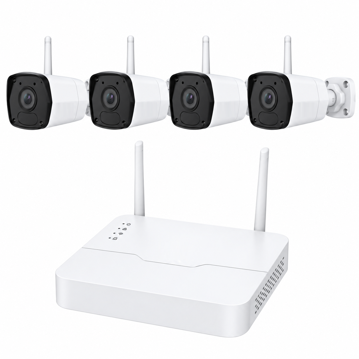 KIT WIFI con 4 Cámaras IP Inalámbricas de 2MP | Audio Integrado | IR 30M | IP67 | HDD 2TB